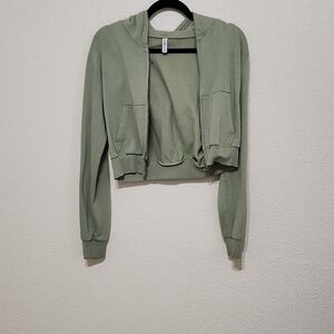 H&M Green Sweatshirt Cropped Jacket with Long Sleeves